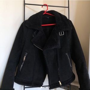 Double faced suede leather fur jacket